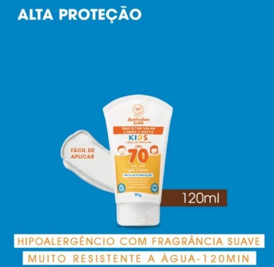 Protetor Solar Corporal Australian Gold Fps70 Kids Gel Creme 120ml - Imagem 3